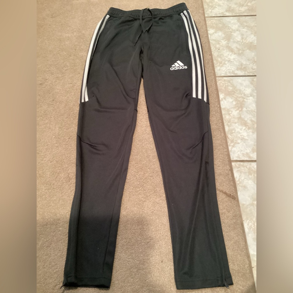 Adidas Black Joggers with White Stripes